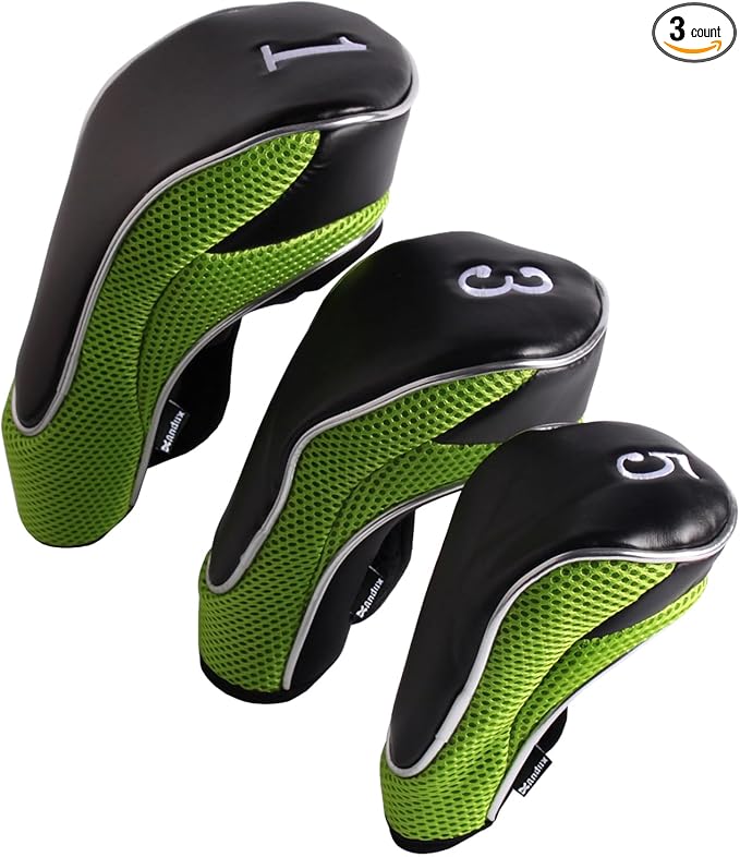 Andux Golf Club Driver Wood Head Covers with Hook & Loop Set of 3