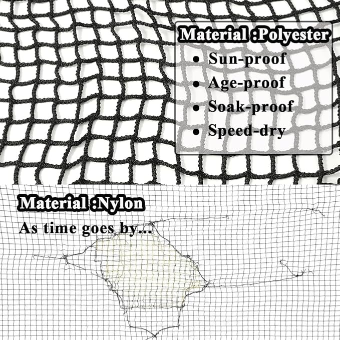 Black Polyester Golf Practice Fence Net, Heavy Duty Golf Ball Barrier Net, Indoor Outdoor Portable Golf Seine Net, Golf Batting Net, Adjustable Protective Net for Backyard
