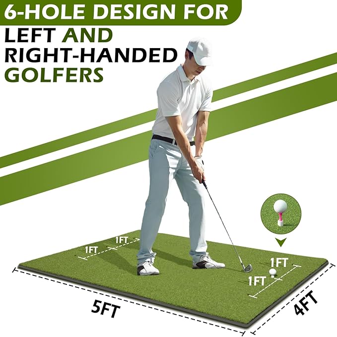 Bearwill Golf Mat 31mm, 5x4ft/5x5ft Golf Hitting Mats for Practice Outdoor Indoor, High-Elasticity Artificial Turf Mat for Garage Simulator Chipping Driving Training