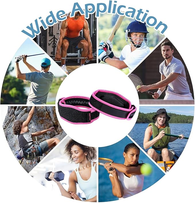 AGPTEK Elbow Brace for Tendonitis and Tennis 2 Pack, Tennis Golfers Elbow Support Arm Band Wrap Weightlifting Elbow Strap with Compression Pad for Men & Women (Pink)