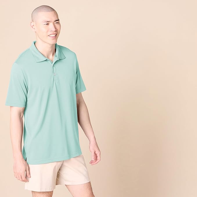 Amazon Essentials Mens Golf Polo Shirt, Moisture-Wicking Quick Dry, Short Sleeve