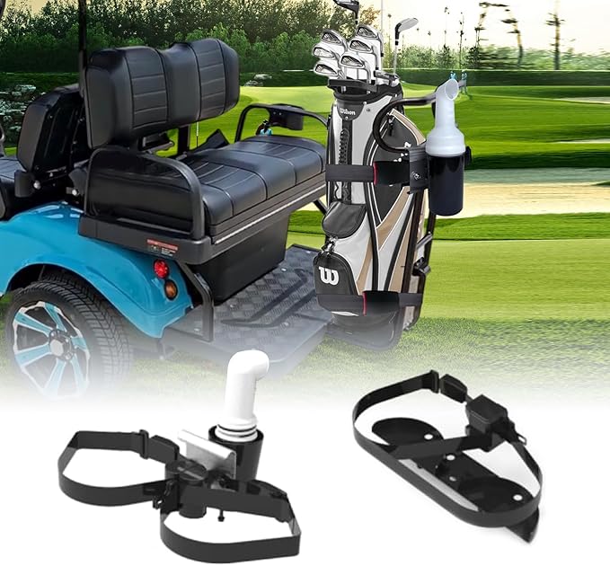 No Drilling Golf Cart Bag Holder Attachment with Sand Bottle Kit,Adjustable Golf Cart Rear Seat Bag Rack for Evolution Golf Cart D2 Classic Carrier & Forester,Better Fixation,Space-Saving