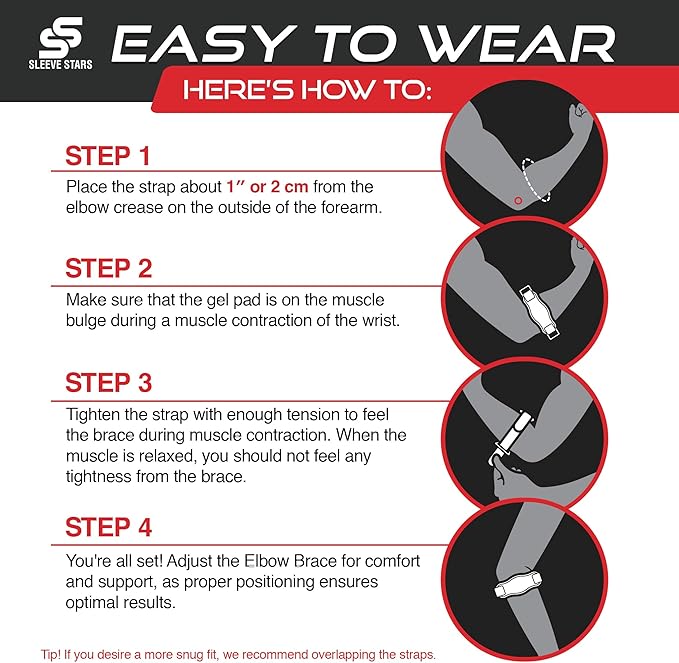 Sleeve Stars Tennis Elbow Brace for Women - Adjustable Tennis Elbow Strap, Golfers Elbow Brace for Men, Counterforce Brace for Tendonitis Relief, Fits 9"-23" (Pair/Navy Blue)