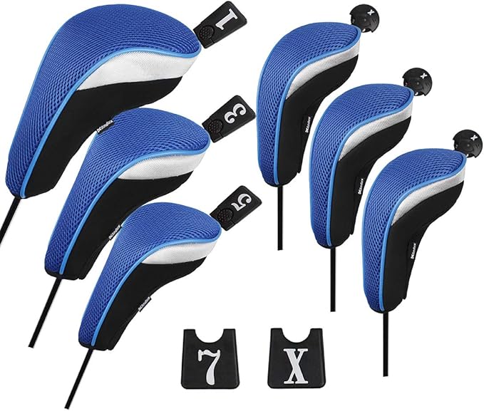 Andux 6pcs/Set Golf Club Head Covers Woods Driver Fairway Hybrid Set (3 Hybrids + 3 Woods)