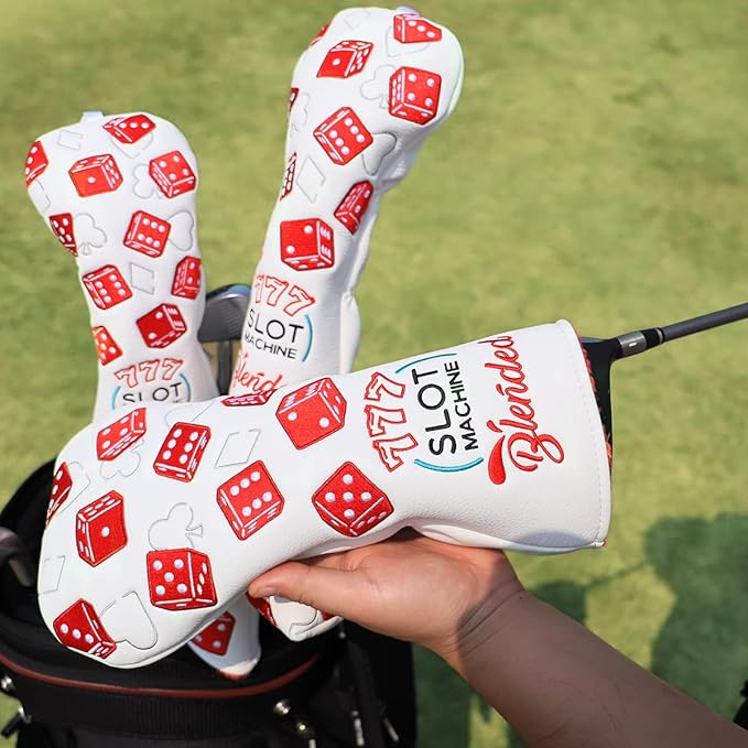 Golf Club Covers Lucky 777 Blade Putter Headcover Golf Driver Covers Fairway Wood Headcover Hybrid Head Cover Blade Putter Cover Leather 3 Wood Headcovers Golf Headcovers for All Brand