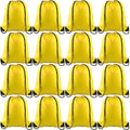 KUUQA 12 Pcs Drawstring Backpack Bags Bulk Yellow Drawstring Bag Foldable Gym Bag Sports Cinch Sack String Backpack Storage Bags for Women Men Shopping Gym Travel Sports