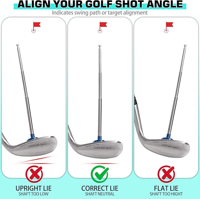 Golf Alignment Rods, 7 Length Adjustments - Golf Alignment Stick Corrector Lie Angle Tool, Golf Swing Training Aids Aiming Stick - Golf Club Face Aim, Visualize and Align Your Golf Shot