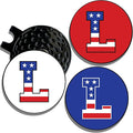 Wolf Golf Towels Golf Ball Marker Hat Clip | USA Monogram | 1 Magnetic Clip + 3 Ball Markers | Patriotic Golf Accessories for Men & Women