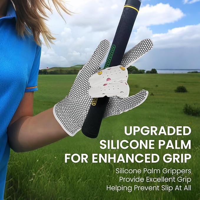 FINGER TEN Non Slip Golf Gloves Women 2 Pack for Left Right Handed Golfers, All Weather Grip & Comfortable Glove for Serious Performance, Fit Size Medium Small Large