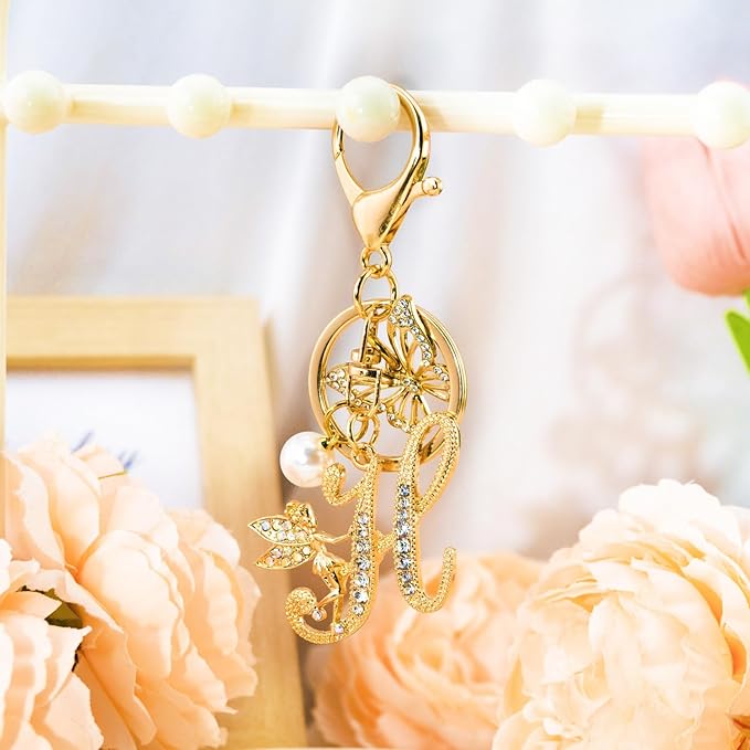 Initial Keychain Bag Charm Women Purse Charms for Handbags Accessories Charm for Wallet Butterfly Pendant for Girls