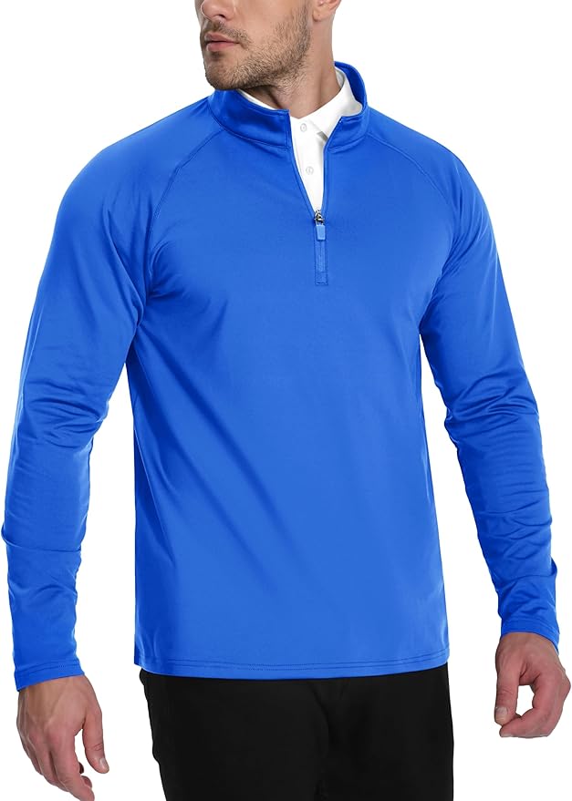 TACVASEN Men's Quarter Zip Pullover Fleece Lined Thermal Long Sleeve Golf Shirt 1/4 Zip Warm Winter Sweatshirts