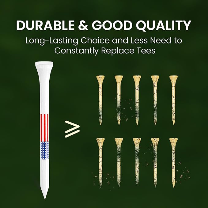 FINGER TEN Golf Tees Wood for Men Wooden Tee 1 1/2 2 3/4 3 1/4 Inch Western Birch Value 100 Pack, Reduce Friction Spin Tall Sturdy Base for Stability Long-Lasting Durability