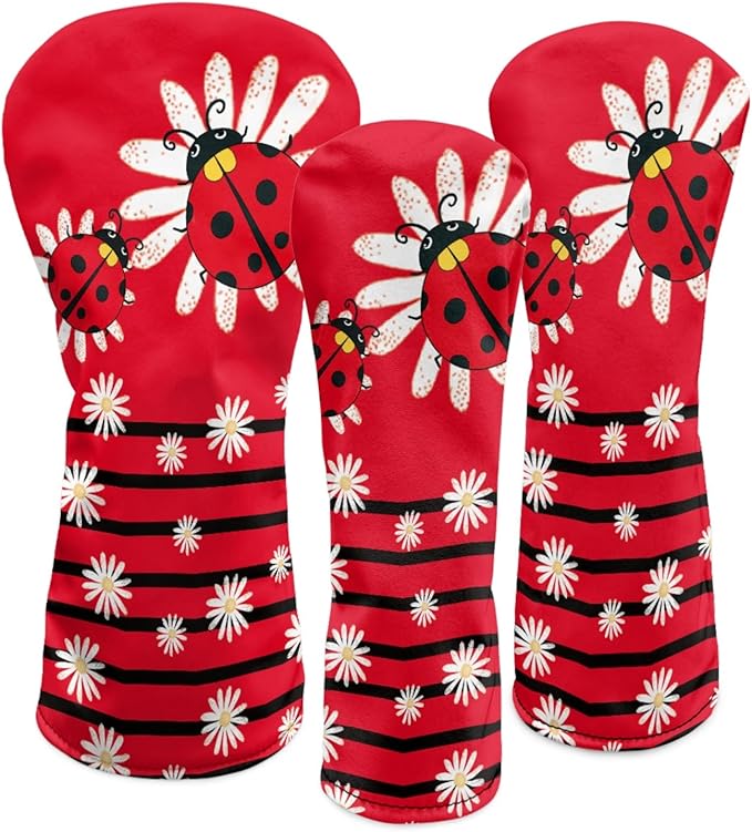 Golf Club Head Covers for Club Protective, Waterproof PU Leather Driver Fairway Wood Hybrid Head Cover