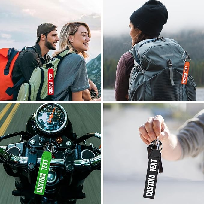 Personalized Keychain Tags, Double-Sided Embroidery Text Number Tag, ID Identifiers Labels with Clip for Women Men Travel Bag Suitcase Backpacks Keys, Baggage Tags to Quickly Spot Luggage Suitcase