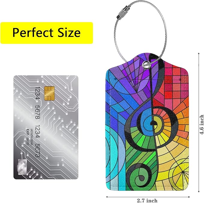 2 Pack Music Note Luggage Tags for Suitcases, Cool Leather Luggage Tag for Travel, Bag Tag Privacy Name ID Card Bag Labels for Friends Adults Kids Tourists