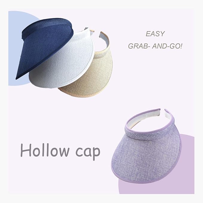 Cloth Covered Slip-On Visor for Women, Adjustable Cap Sports Sun Visors for Men