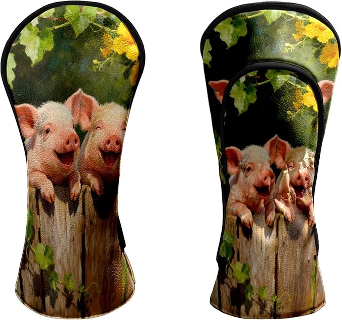 Golf Head Covers Leather Driver Headcover, Premium Golf Club Covers with Anti-Scratch Lining 1/3/5 Wood Head Covers for Golf Clubs for Women Men