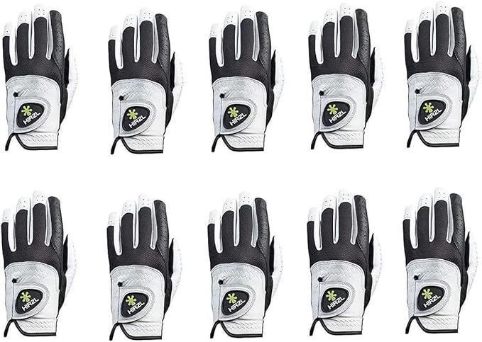 HIRZL Trust Control 2.0 Golf Gloves, All Weather Mens Golf Glove, White/Black, Kangaroo Leather Palm, Cabretta Leather Backhand, Trusted by Pro’s, Sweat Free, Ultimate Grip