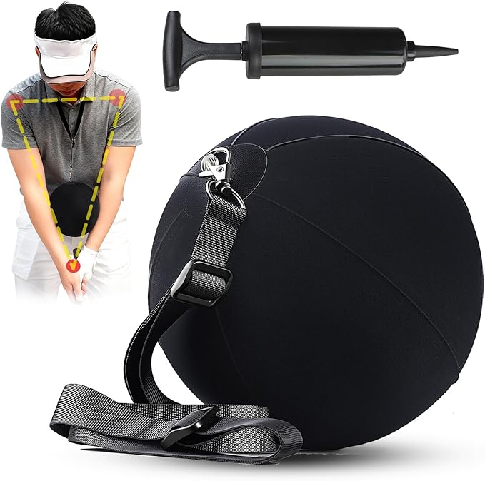 Golf Training Aid, Smart Ball for Golf Swing Trainer, Golf Training Ball Between Arms - Connector & Hanger Golf Practice Equipment, Inflatable Golf Swing Ball - Posture Correction for Beginners