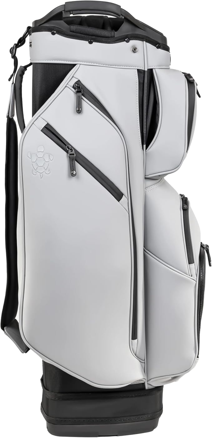 KRADUL - LUX Cart Bag – Lightweight Vegan Leather Golf Cart Bag with Waterproof Pockets, Organized Club Dividers & Cart Strap Tunnel