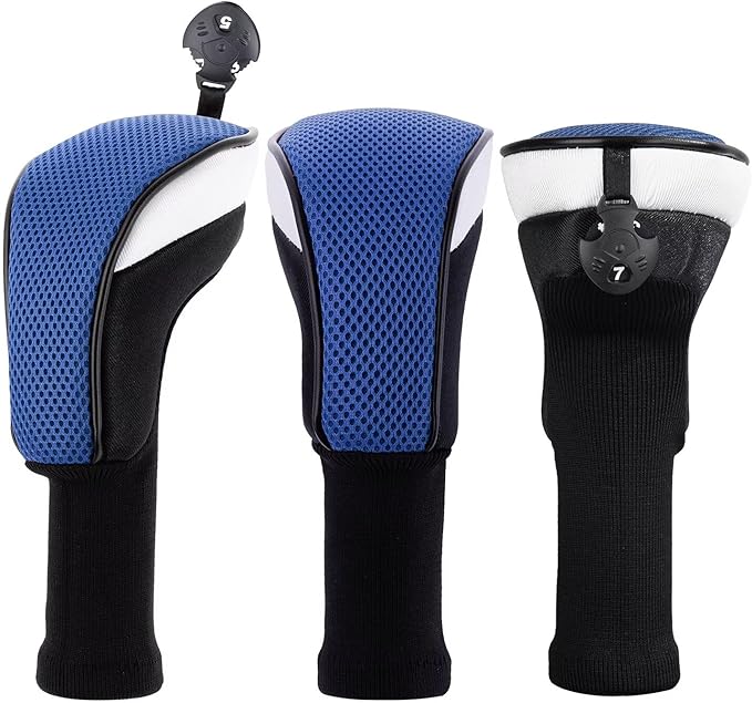 Golf Club Head Cover for Driver Fairway Hybrid 3 Pcs Woods Headcovers, Golf Accessories Head Covers Set with Interchangeable No. Tags 3 4 5 7 X Golf Accessories for Men Women