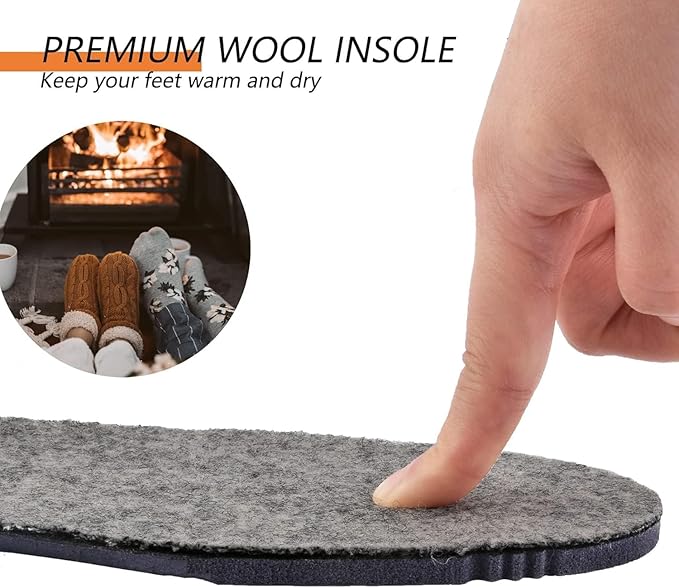 Thick Merino Wool Insoles for Women Fur Fleece Shoes Inserts Memory Foam Cushion Comfort Warm Sheepskin Insoles for Winter Snow Boots Slippers Grey 40EU,US9