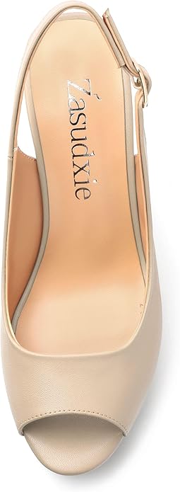 Womens Peep Toe Wedge Heels Matte Fashion Cork Slingback Pumps Platform Wedge Sandals 3.94 Inches