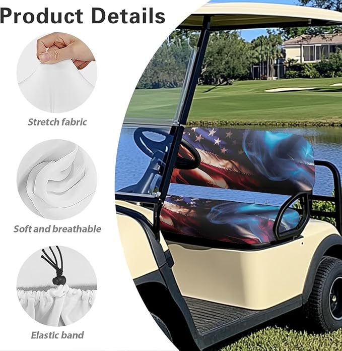 Golf Cart Seat Covers, Universal Fit & Nonskid Bottom Fits for Club Car 2 Person Seats Golf Carts
