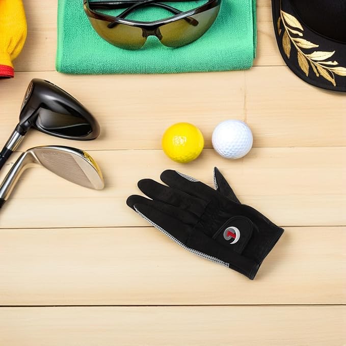 NOLITOY Left Handed Golf Glove Men Ergonomic Lambskin Mitt with Anti-Slip Grip Particles All Weather Protection for Professional and Casual Golfers Stylish and Comfortable Design