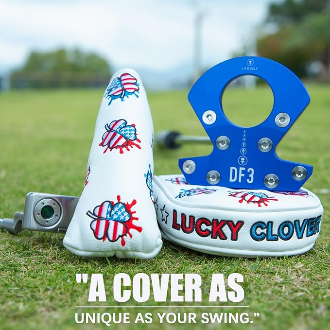 Golf Club Head Covers for Driver Cover, Fairway Wood Cover Hybrid Head Cover, USA Style Premium Leather Golf Headcovers Fits Golf DF3 Putter, Blade Putter Cover, Fits Most of Golf Club Covers