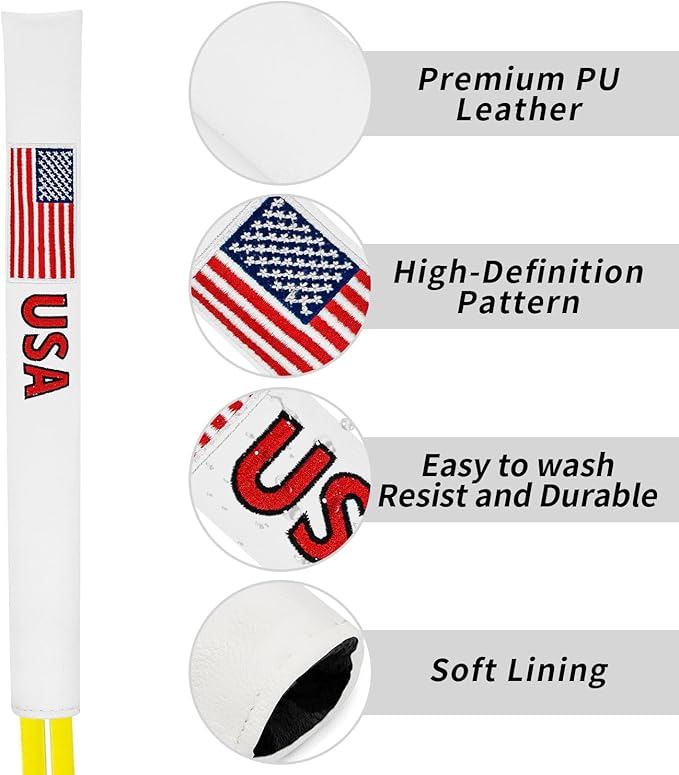 Golf Alignment Stick Cover Premium Leather Perfect Cover for Alignment Sticks Classic Blank Direction Rod Design Alignment Sticks Holder Golf Club Protector.