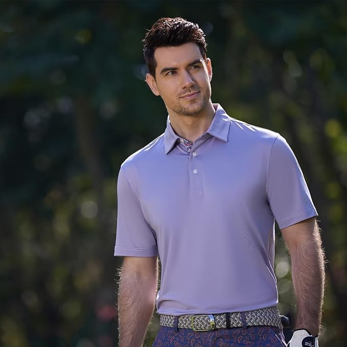 Mens Polo Shirts Short and Long Sleeve Casual Solid Stylish Dry Fit Performance Designed Collared Golf Polo Shirts for Men