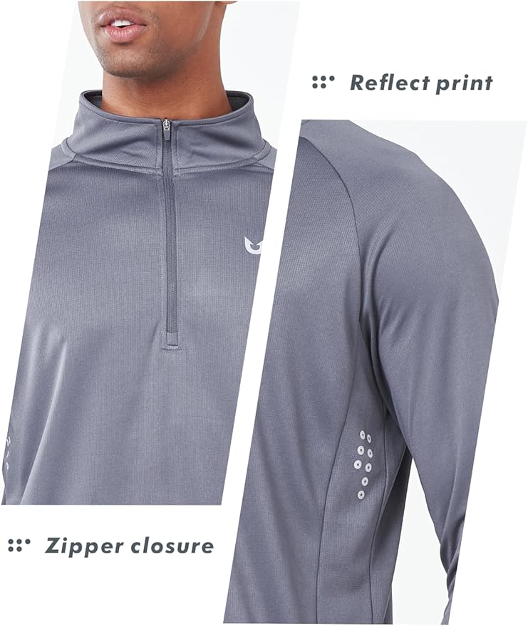 NORTHYARD Quarter Zip Pullover Men Running Shirt Long Sleeve Moisture Wicking Quick Dry Athletic Workout Shirts
