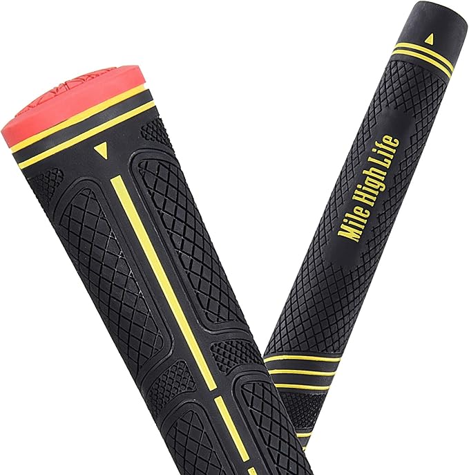 Mile High Life Golf Grips 13 Pack / 3 Pack - All-Weather Soft Rubber Golf Club Grips - High Shock Absorption, Enhanced Traction - Standard, Midsize & Jumbo Size (Core 0.58"-0.61")