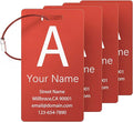 4 Pack Personalized Luggage Tags, Custom Engraved Aluminum Luggage Tags with Your Personalized Text, Waterproof Metal Name Tags with Steel Loop for Bags, Suitcase, Baggage, Backpack (Red, Large)