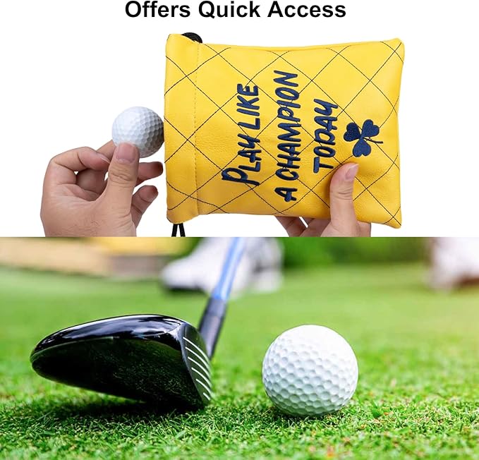 Golf Valuables Pouch, Leather Golf Tee Pouch with Drawstring Closure Golf Ball Tee Handbag Portable Golf Accessories