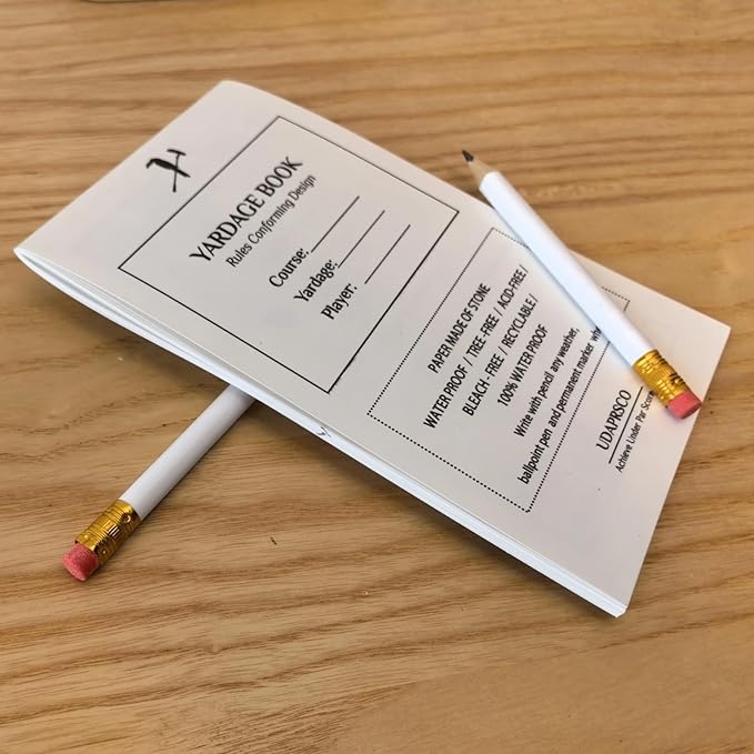 Golf Yardage Book 4-Pack – Waterproof Stone Paper Notebook for Tournament Play, 4"x6.5" Blank Course Map Journal, Fits All Holders – Eco-Friendly, Tear-Resistant, Not Pre-Printed