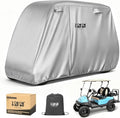 10L0L Golf Cart Cover 2/4/4+2 Passenger for Yamaha EZGO Club Car, Heavy Duty 420D Waterproof Windproof Durable Polyester Golf Cart Cover with 3 Zipper Doors for All-Weather Protection (Black/Silver)