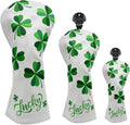 Golf Headcovers Live Lucky Golf Driver Covers Advanced Embroidery Fairway Wood Covers Hybrid Covers Mallet Blade Putter Head Covers Premium Leather Shamrock Golf Club Covers