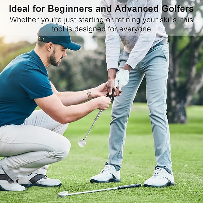 Golf Training Aids, Golf Grip Training Aid Swing Trainer with 1 Arm Posture Correction Band and 1 Telescopic Golf Simulator, Golf Practice Accessories Perfect for Beginners and Pros