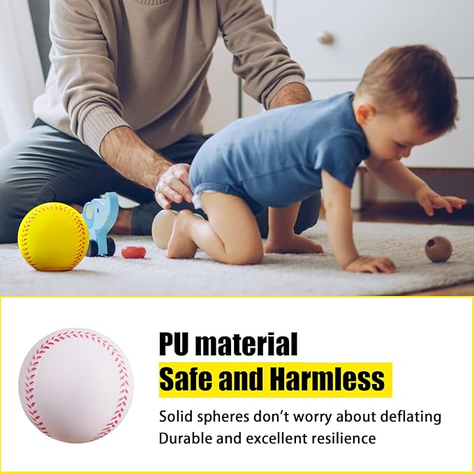 Soft Baseballs, Foam Training Baseball 12 Pack for Kids Regulation Size Foam Baseballs for Soft & Safe Throwing, Catching and Batting Practice