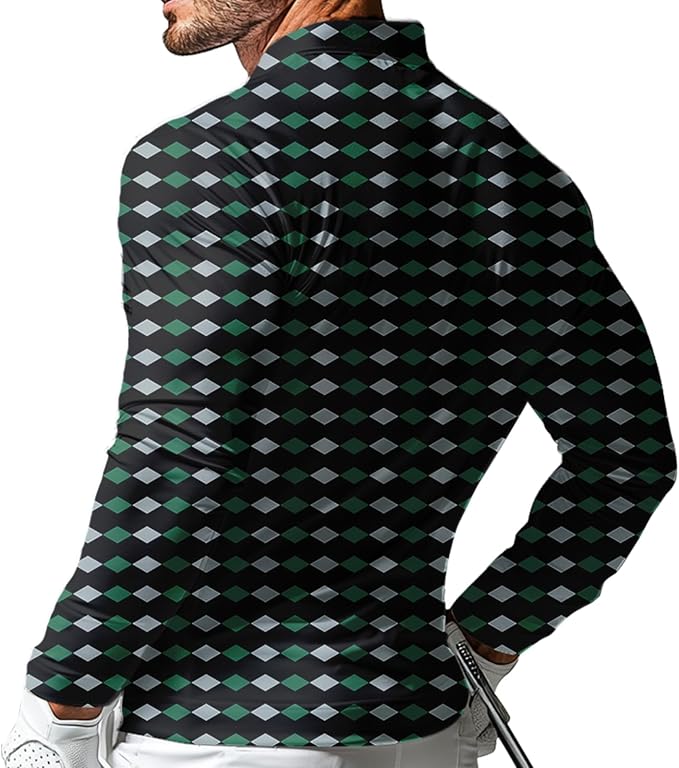 Men's Long Sleeve Golf Shirt Quick Dry 3 Button Work Fishing Outdoor Casual Collar Shirt