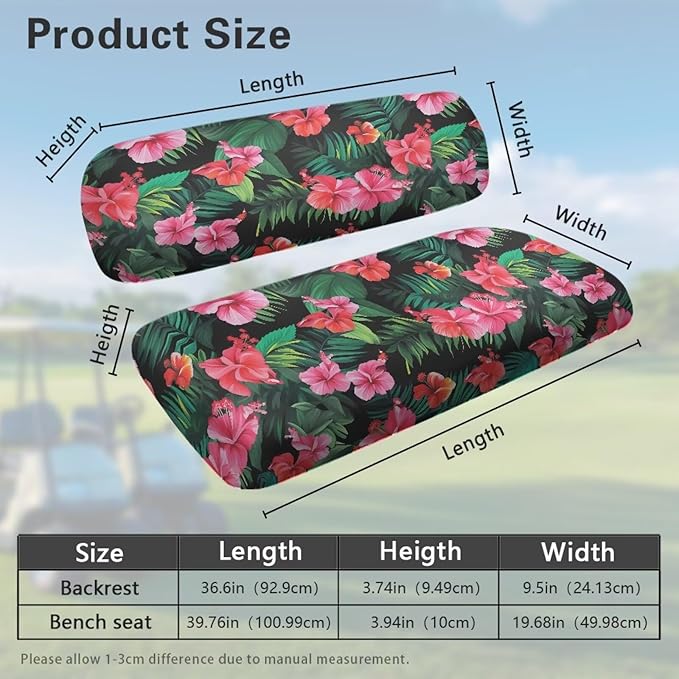 Golf Cart Seat Covers, Universal Fit & Nonskid Bottom Fits for Club Car 2 Person Seats Golf Carts