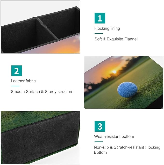 Pens Holder, Pencils Holder for Desk Organizer, Sport Golf Ball Sunset PU Leather Pencil Cups Desktop Stationery Storage Makeup Brush Holder Pens Organizer for Office Home