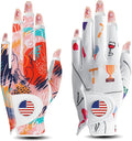 Golf Gloves Women with Ball Marker 2 Pack, Right Handed Golfer Left Hand, Ladies Breathable Soft All Weather Grip Glove Fit Size Small Medium Large XL