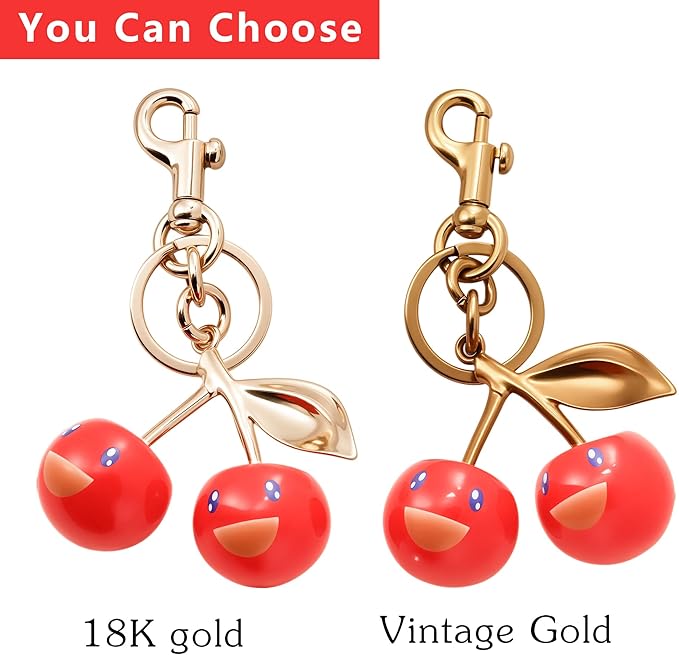 Cherry Bag Charm Purse Handbag Charm Cherry Car Accessories KeyChain Gift for Women Mothers Day Christmas Valentine