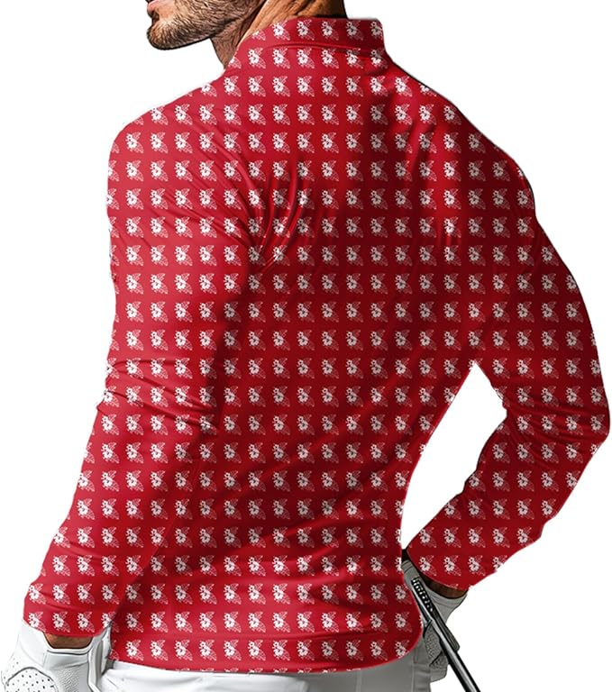 Men's Long Sleeve Golf Shirt Quick Dry 3 Button Work Fishing Outdoor Casual Collar Shirt