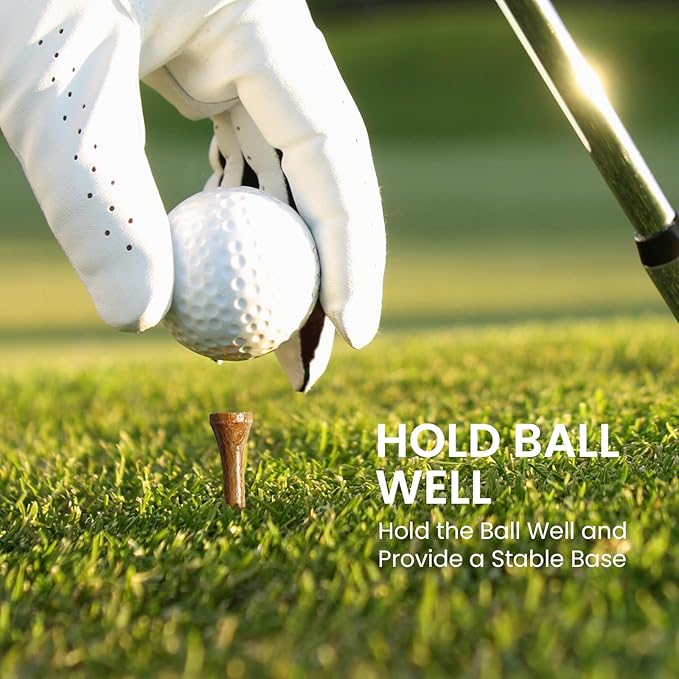 Amy Sport Golf Tees Western Birch Wood 5X More Durable 5X Stronger Value 50 Pack 1 1/2 2 3/4 3 1/4 Inch, Reduce Friction Wooden Long-Lasting, Spin Tall Sturdy Base for Stability