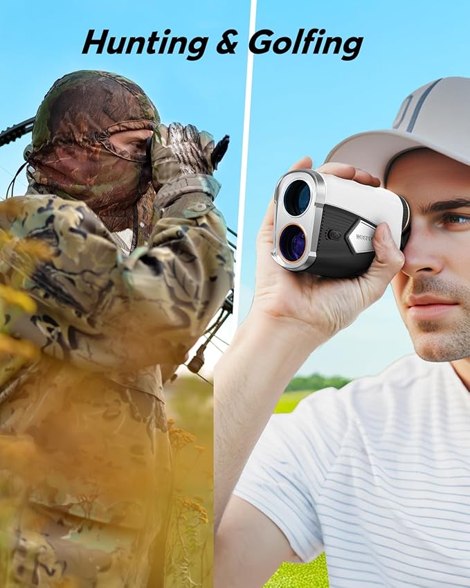 WOSPORTS Golf Rangefinder 1500-Yard with Slope,Golf Accessories Range Finder 7X Magnification,Pin Lock Vibration Range Finder(Feet/Meters/Yards), Magnetic Mount, Rechargeable
