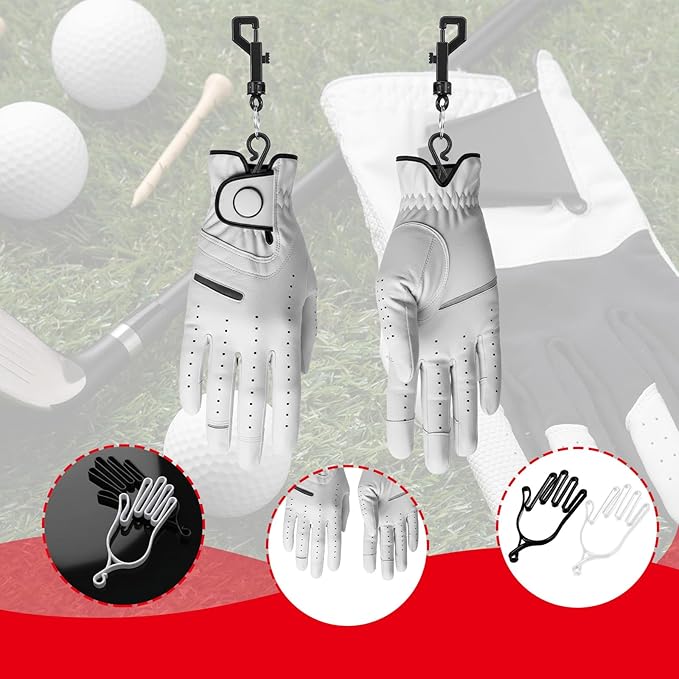 2 Pcs Golf Gloves Stretcher Support Frame Golf Gloves Stretcher Holder Hanger Keeper Dryer Shaper Tool Plastic Keeper Support Rack Holder Dryer Hanger Frame with Hanging Hook for Men Women Golfer